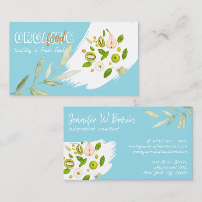 Blue Food Healthy Nutrition Detox Vegane Bäckerei Visitenkarte (Vorne/Hinten)