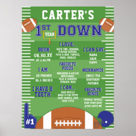 Blue Football 1. Geburtstagsschaum Poster