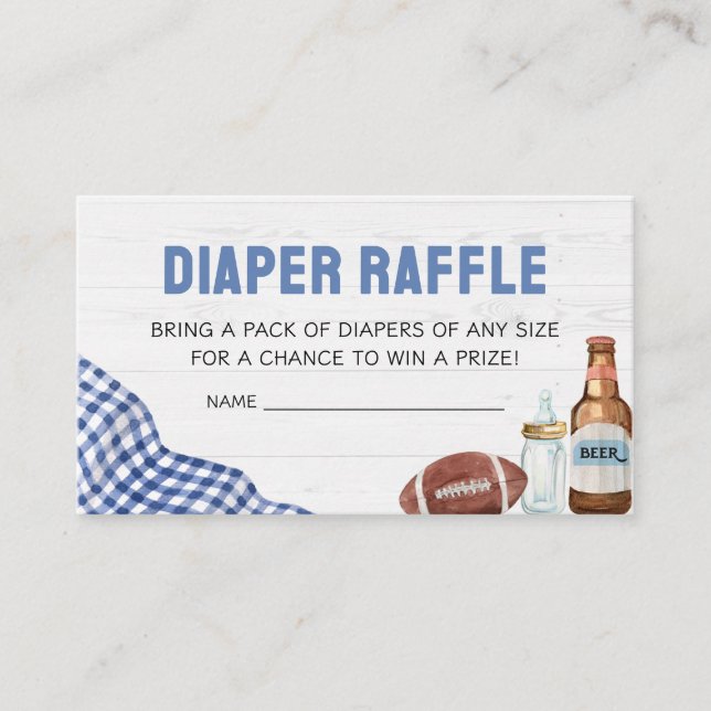 Blue Football Baby Shower Diaper Raffle Begleitkarte (Vorderseite)