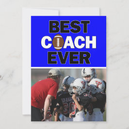 Blue Football Coach Best Ever Custom Foto Dankeskarte