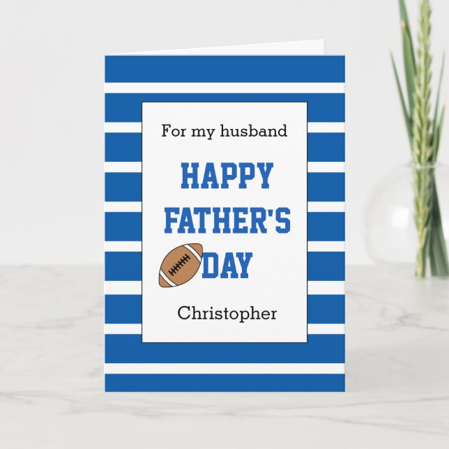 Blue Football Father's Day Husband Karte (Vorderseite)
