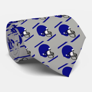 Blue Football Helm auf Grau/Silver Necktie Krawatte