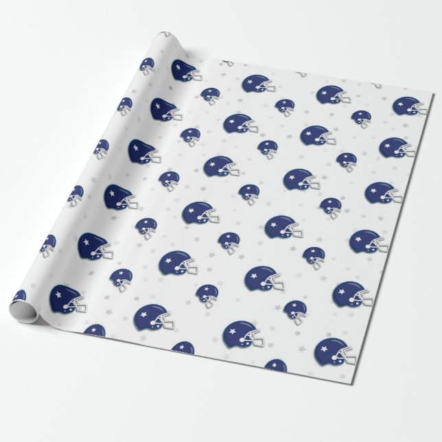 Blue Football Helmet Pattern Kids Geschenkpapier (Ungerollt)
