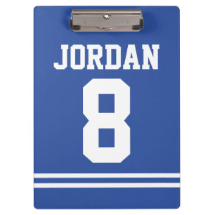 Blue Football Jersey mit Individuelle Name und Anz Klemmbrett