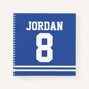 Blue Football Jersey mit Individuelle Name und Anz Notizbuch