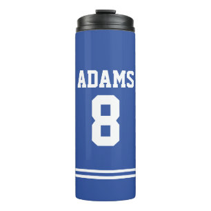Blue Football Jersey mit Individuelle Name und Anz Thermosbecher