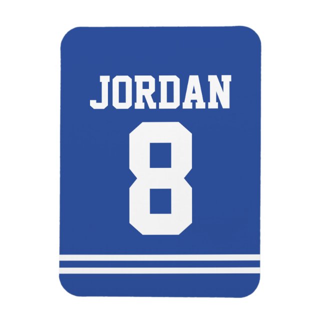 Blue Football Jersey mit Nummer Magnet (Vertikal)