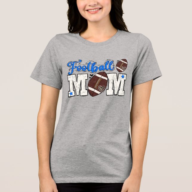 Blue Football Mama Tri-Blend Shirt (Vorderseite)