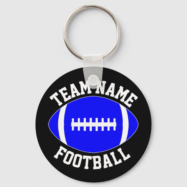 Blue Football Player/Coach Custom Team Name Sports Schlüsselanhänger (Vorderseite)