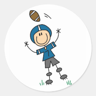Blue Football Player Tshirts und Geschenke Runder Aufkleber