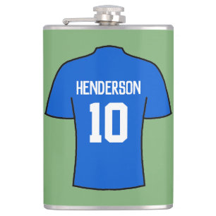 Blue Football Shirt mit Name und Number Flask Flachmann