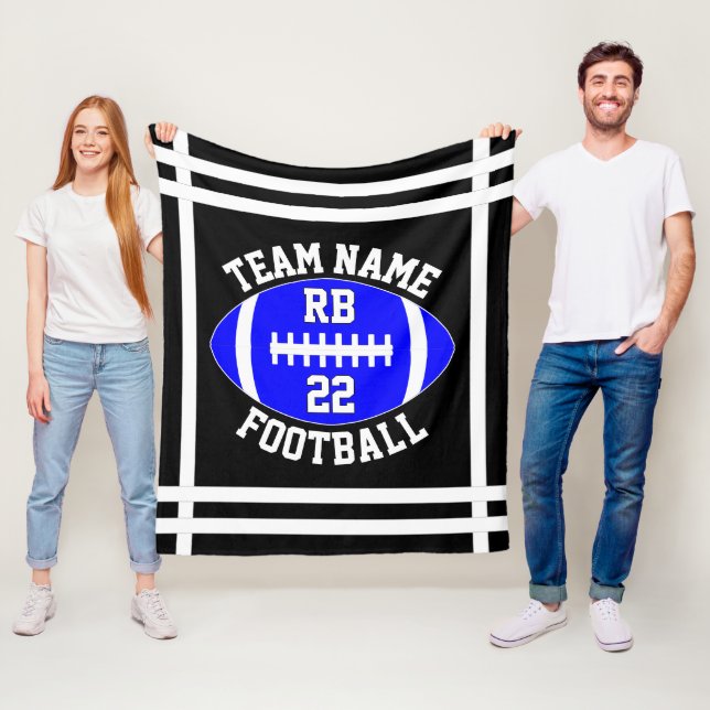 Blue Football Team Name Spielerposition und -numme Fleecedecke (Beispiel)