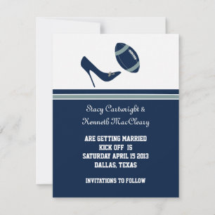 Blue Football Wedding Save the Date Ankündigung