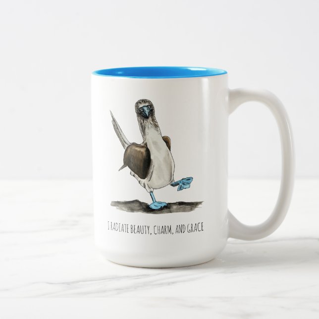Blue-Footed Bird Affirmations Two-Tone Coffee Tass Zweifarbige Tasse (Rechts)