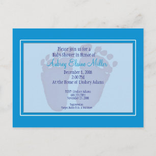 Blue Footprint Baby Dusche Einladung