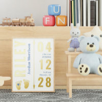 Blue Footprints Baby Birth Stats Kinderzimmer Deko