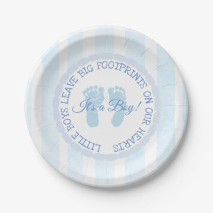 Blue Footprints Boy Baby Showpapier Teller