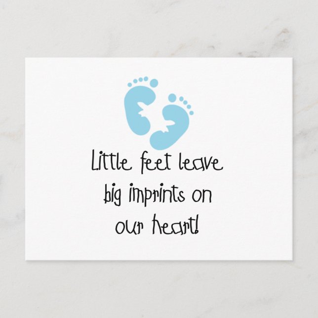 Blue Footprints Little Feet Big Impressum Postkarte (Vorderseite)