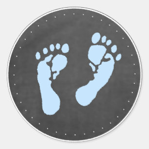 Blue Footprints Runder Aufkleber