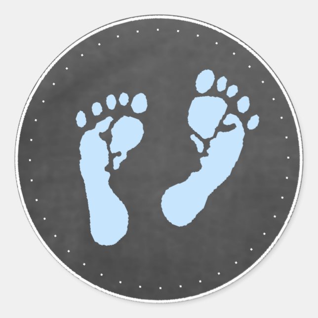Blue Footprints Runder Aufkleber (Vorderseite)