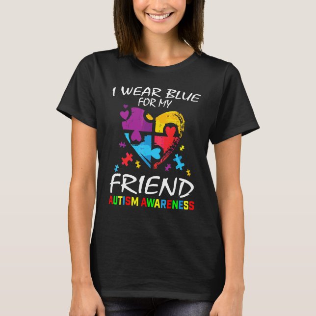 Blue for Friend Autismus Awareness Puzzle Heart Gr T-Shirt (Vorderseite)