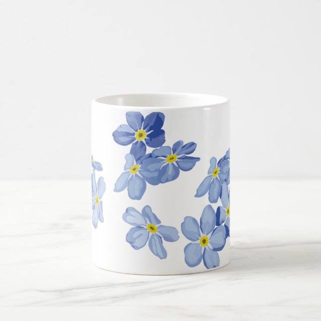 Blue Forget-Me-Not Floral Ceramic Mug Kaffeetasse (Mittel)