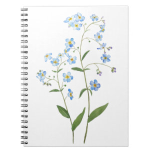 blue forget me not flowers 2021 watercolor notizblock