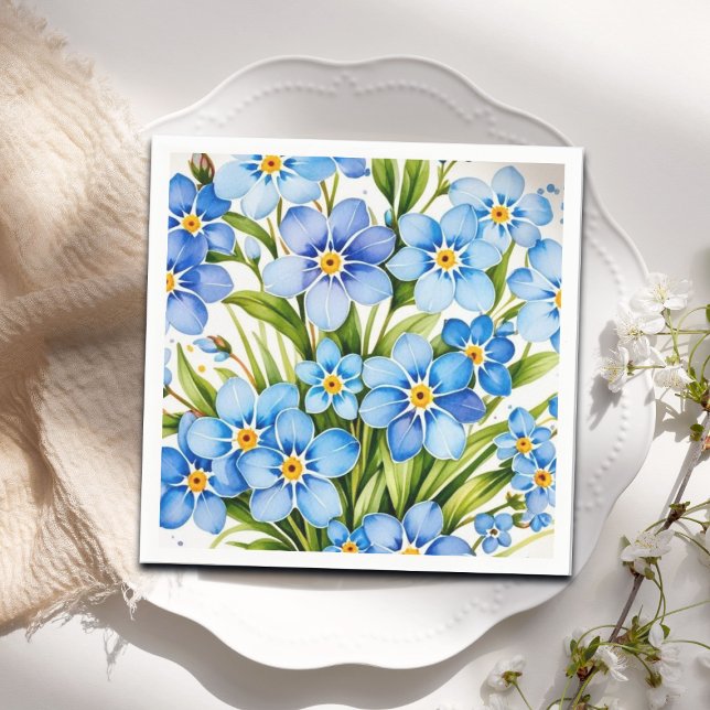 Blue Forget Me Not Flowers Elegant Serviette (Von Creator hochgeladen)