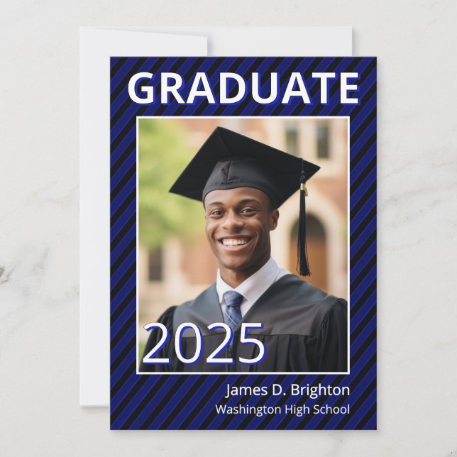 Blue Foto Abschluss Einladung (Vorderseite)