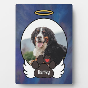 Blue Foto Angel Wings Paw Name Dog Memorial hinzuf Fotoplatte