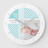Blue Foto Birth Memento Gingham Footprints