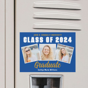 Blue Foto Collage Class of 2024 Abschluss Magnet