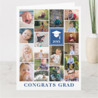 Blue Foto Collage Glückwunschs Grad Big Card