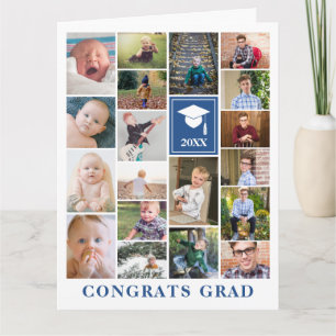 Blue Foto Collage Glückwunschs Grad Big Card Karte