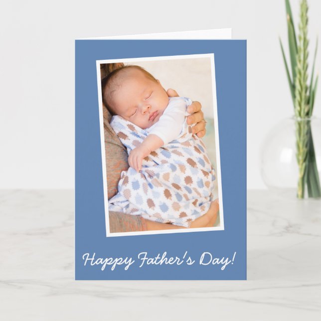 Blue FOTO Custom Happy Vathers Day Cards Karte (Vorderseite)