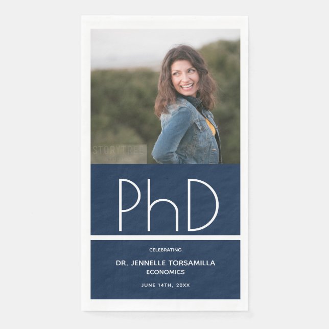 Blue Foto PhD-Abschluss Serviette (Vorderseite)