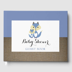 Blue Fox Burlap Baby Dusche Gästebuch