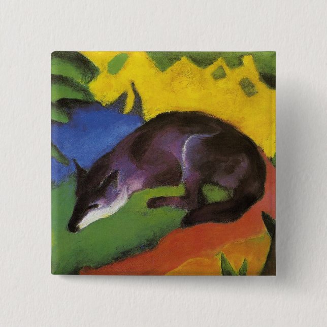 Blue Fox (von Franz Marc) Button (Vorderseite)