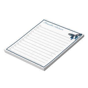 Blue Frack Butterfly Trail Personalisierter Name Notizblock