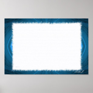 Blue Fraktal Border Leinwand oder Poster