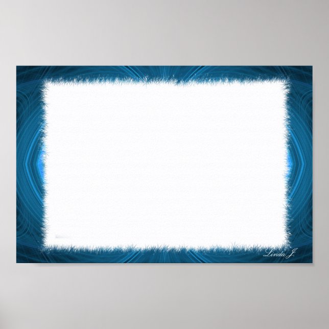 Blue Fraktal Border Leinwand oder Poster (Vorne)