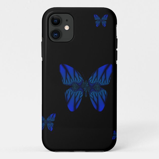 Blue Fraktal Butterfly Case-Mate iPhone Hülle (Rückseite)