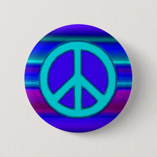 Blue Fraktal & Peace Sign Button (Vorderseite)