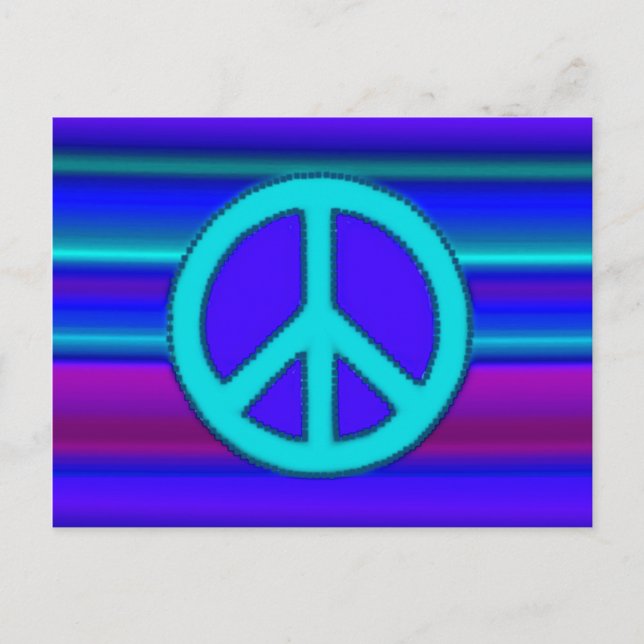 Blue Fraktal & Peace Sign Fine Art Postkarte (Vorderseite)