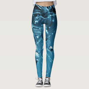 Blue Fraktal Reflective Water Dropdown-Leggings Leggings
