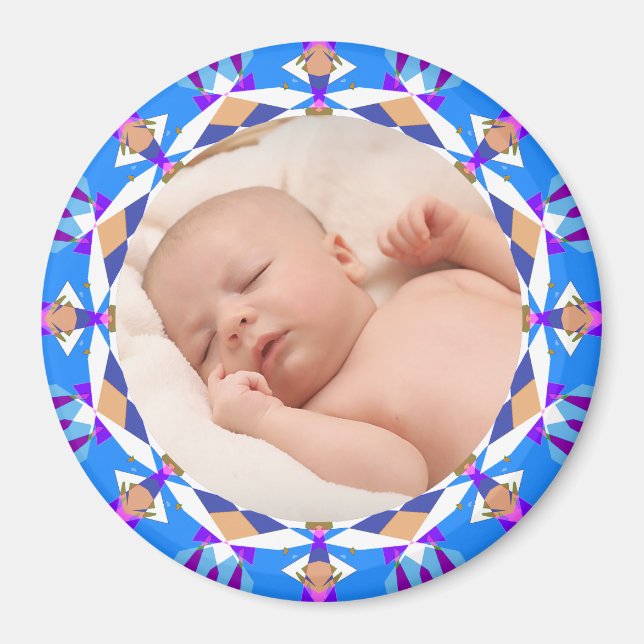 Blue Frame Baby Boy Grandelterns Geschenkidee Foto Magnet (Vorne)