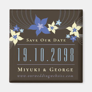 Blue Frangipani Beach Wedding Save the Date Magnet