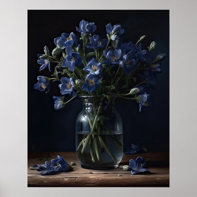 Blue Freesia Blume Art Print Poster (Vorne)