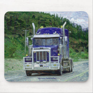 Blue Freight Truck, Truckers Big Rig Mousepad
