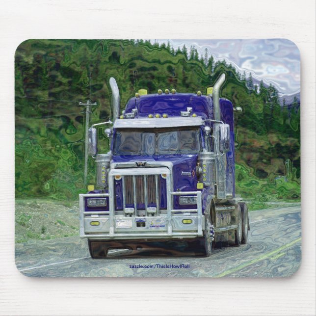 Blue Freight Truck, Truckers Big Rig Mousepad (Vorne)